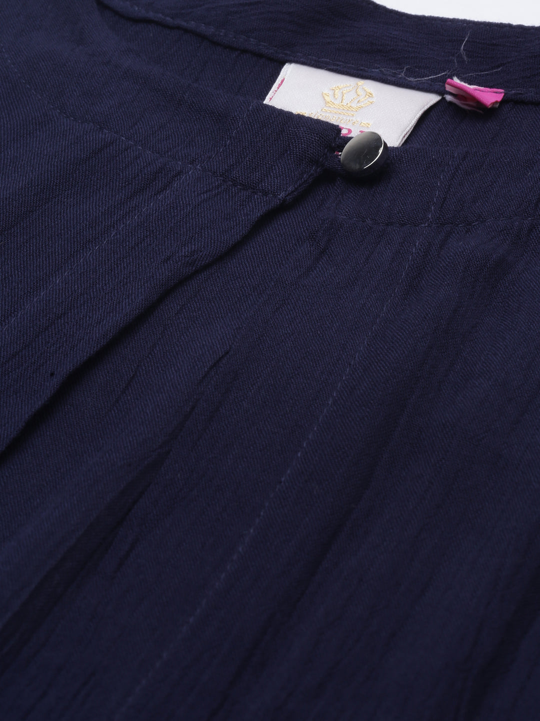 Neerus Blue chiffon solid kurti over coat - side view