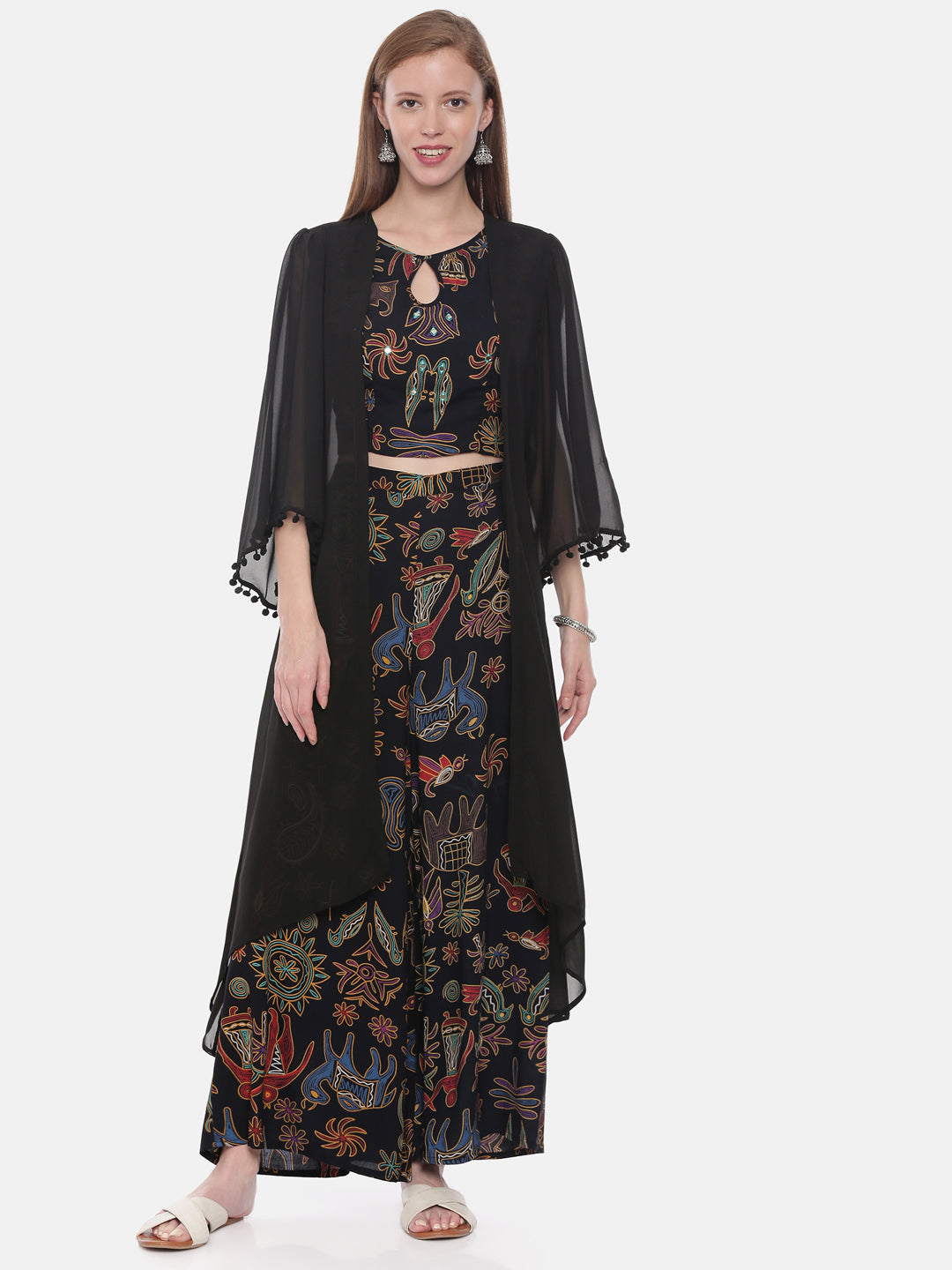 Neeru's Black Color Rayon Fabric Crop-Top