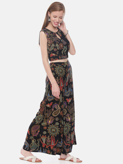 Neeru's Black Color Rayon Fabric Crop-Top