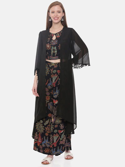 Neeru's Black Color Rayon Fabric Crop-Top
