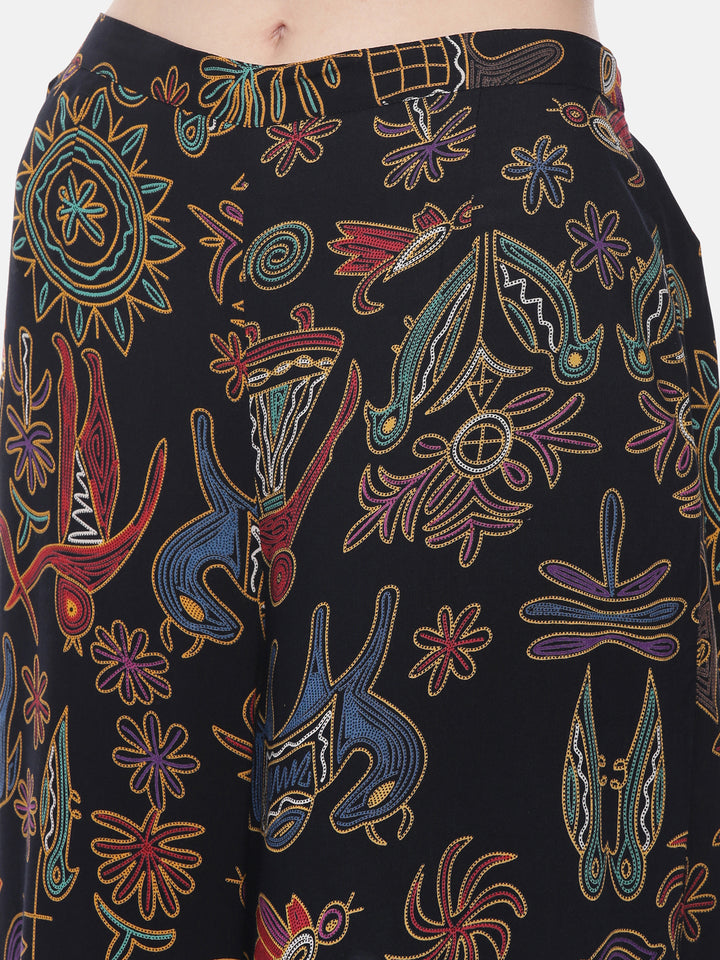 Neerus Black Color Rayon Fabric Crop-Top