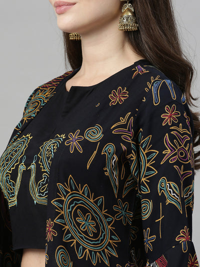 Neeru's Black Color Rayon Fabric Crop-Top