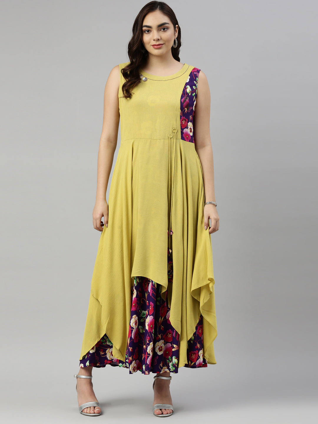 Neerus L Yellow Color Chiffon Fabric Kurta