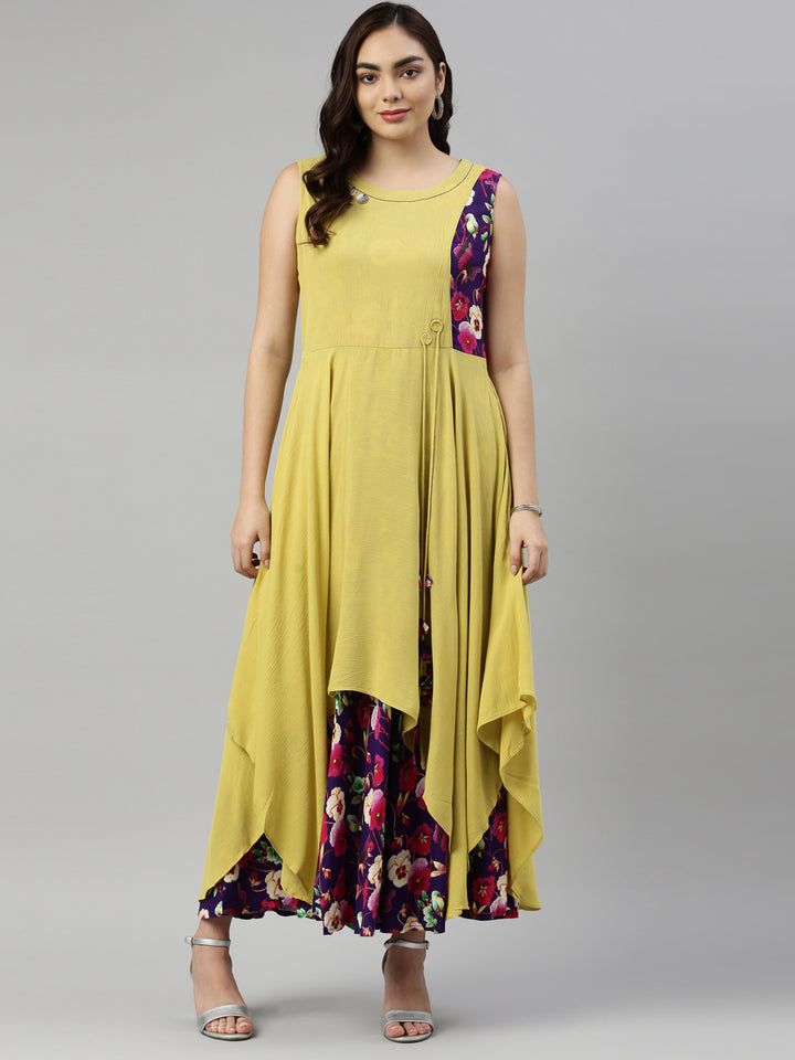 Neerus L Yellow Color Chiffon Fabric Kurta