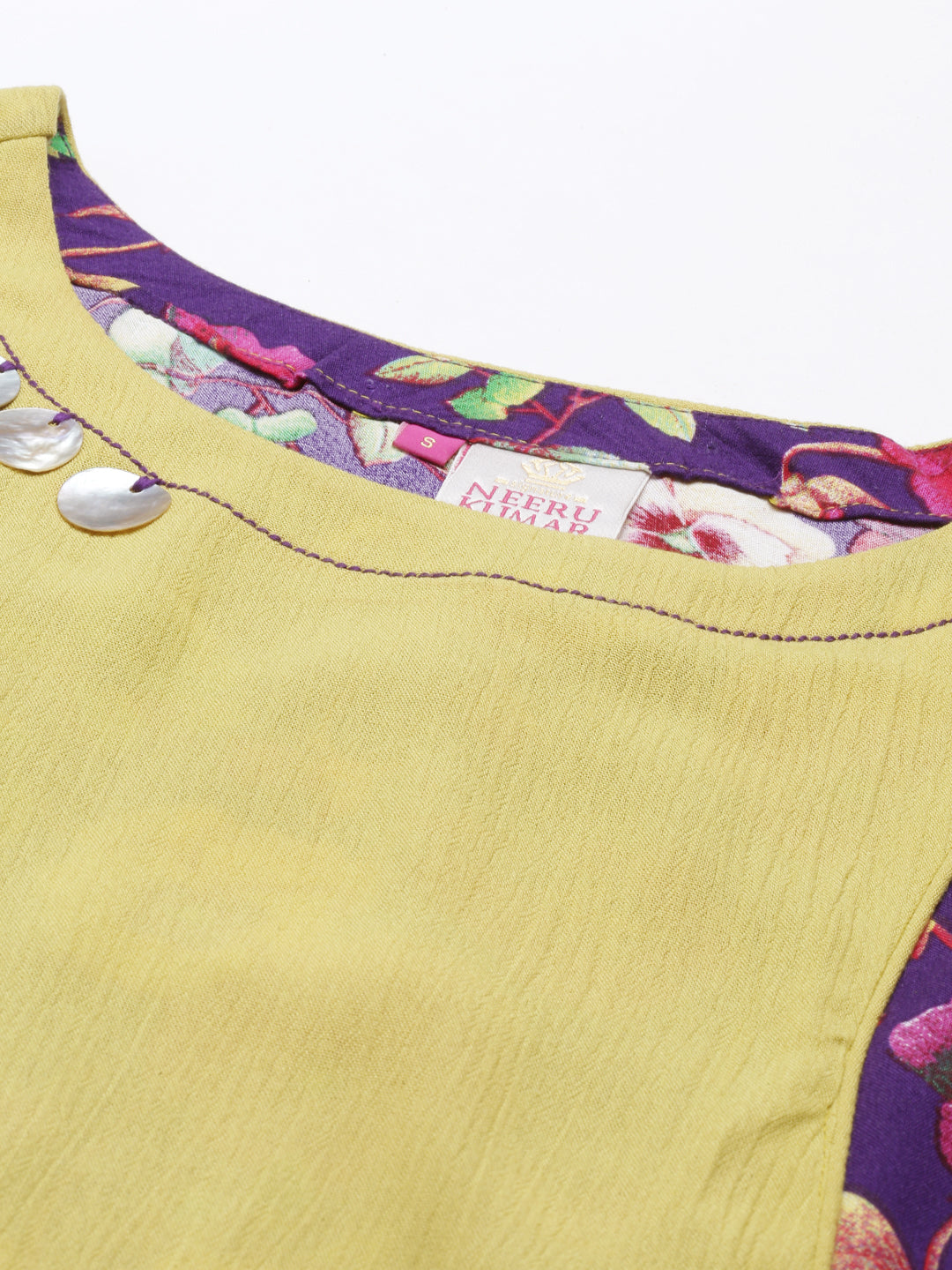 Neerus L Yellow Color Chiffon Fabric Kurta
