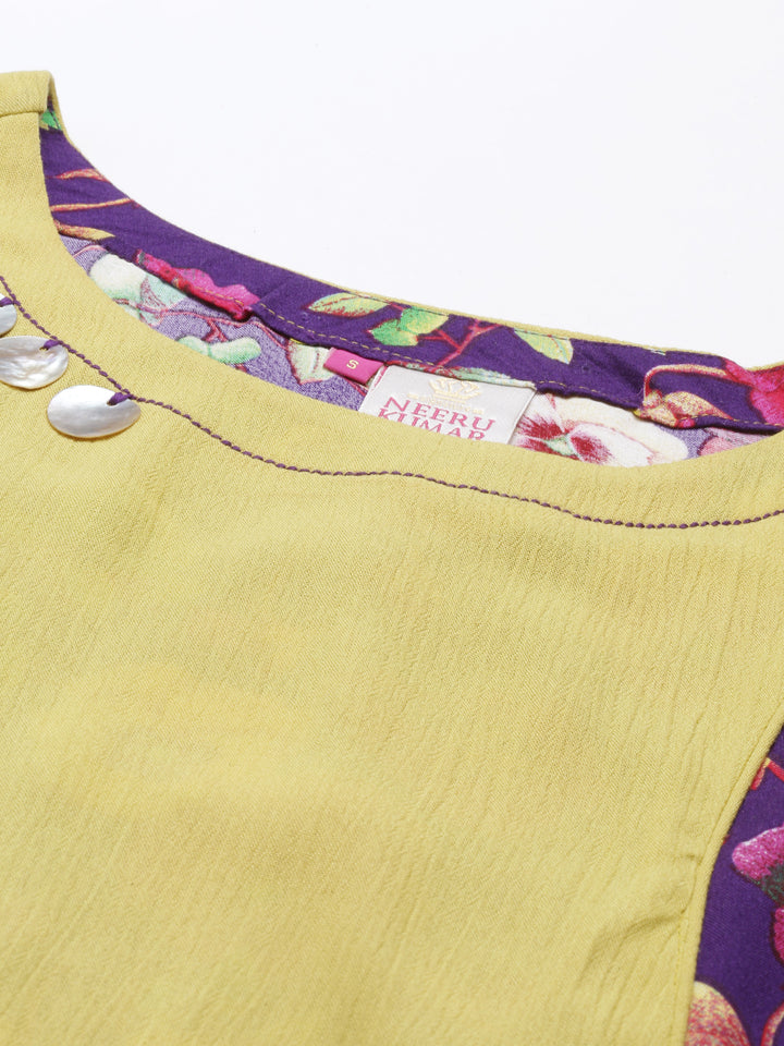 Neerus L Yellow Color Chiffon Fabric Kurta