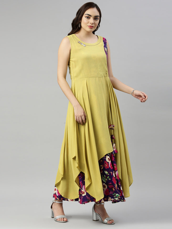 Neerus L Yellow Color Chiffon Fabric Kurta
