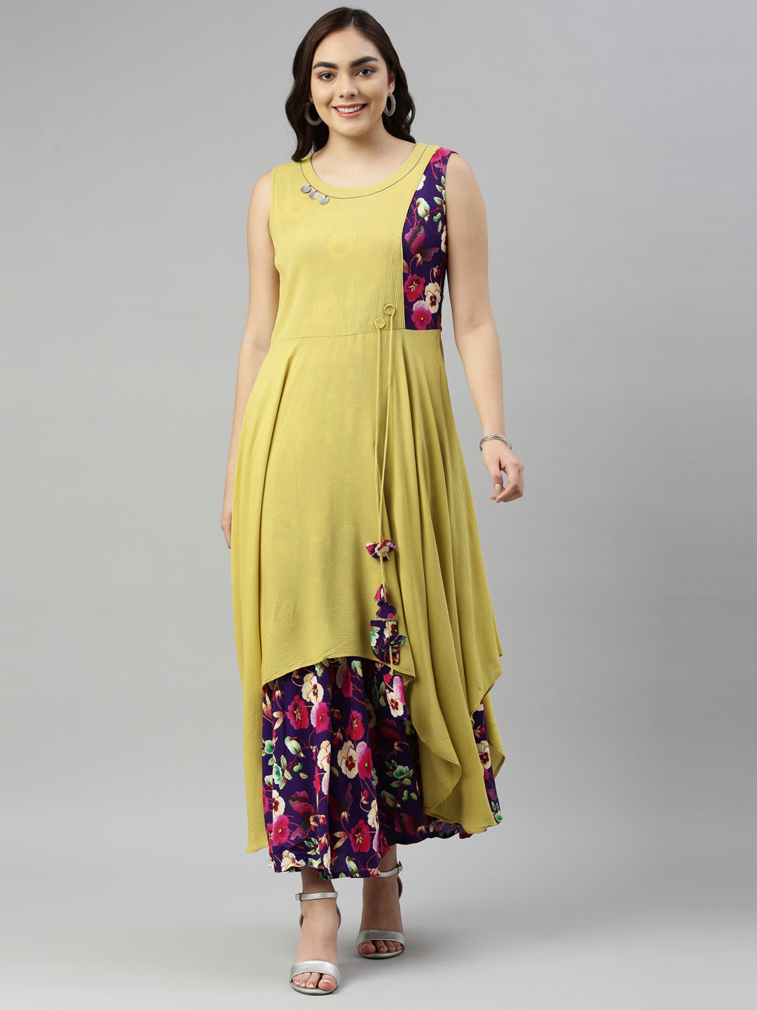 Neerus L Yellow Color Chiffon Fabric Kurta