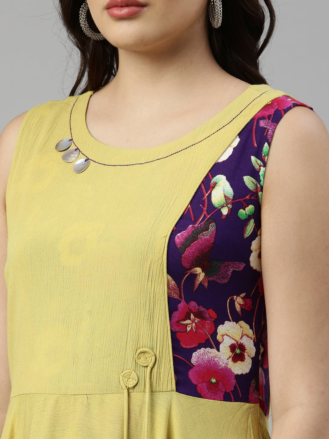 Neerus L Yellow Color Chiffon Fabric Kurta