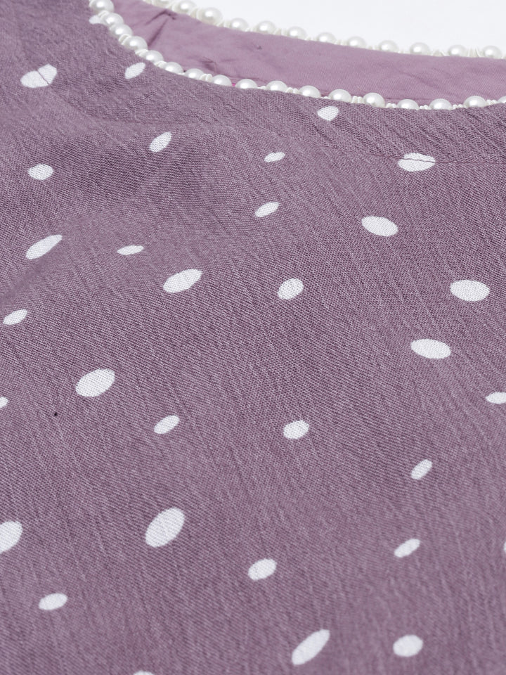 Neerus Purple chiffon solid dress - side view