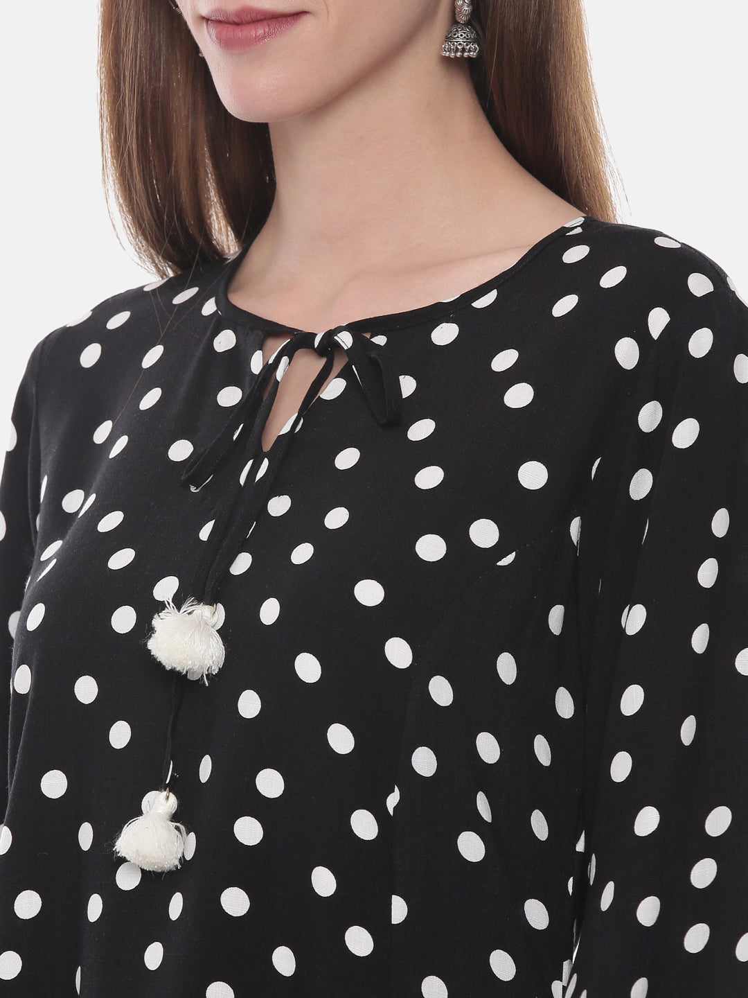 Neerus Black Printed High Low Kurta