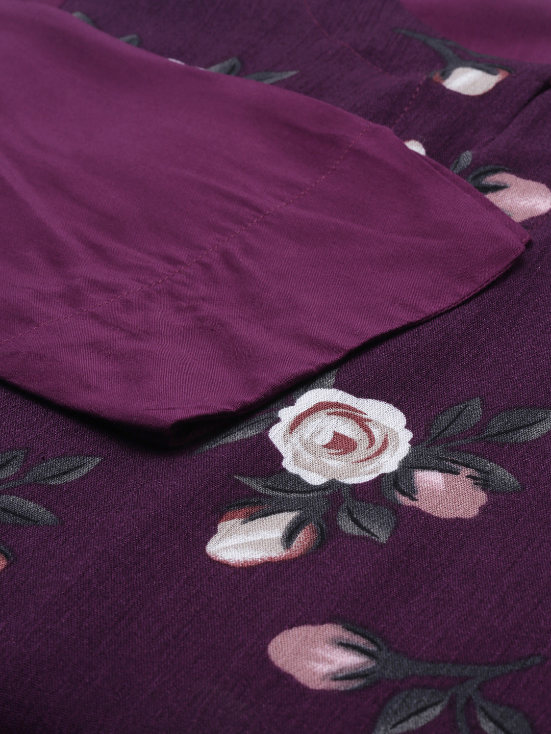 Neerus Purple rayon straight kurti - side view