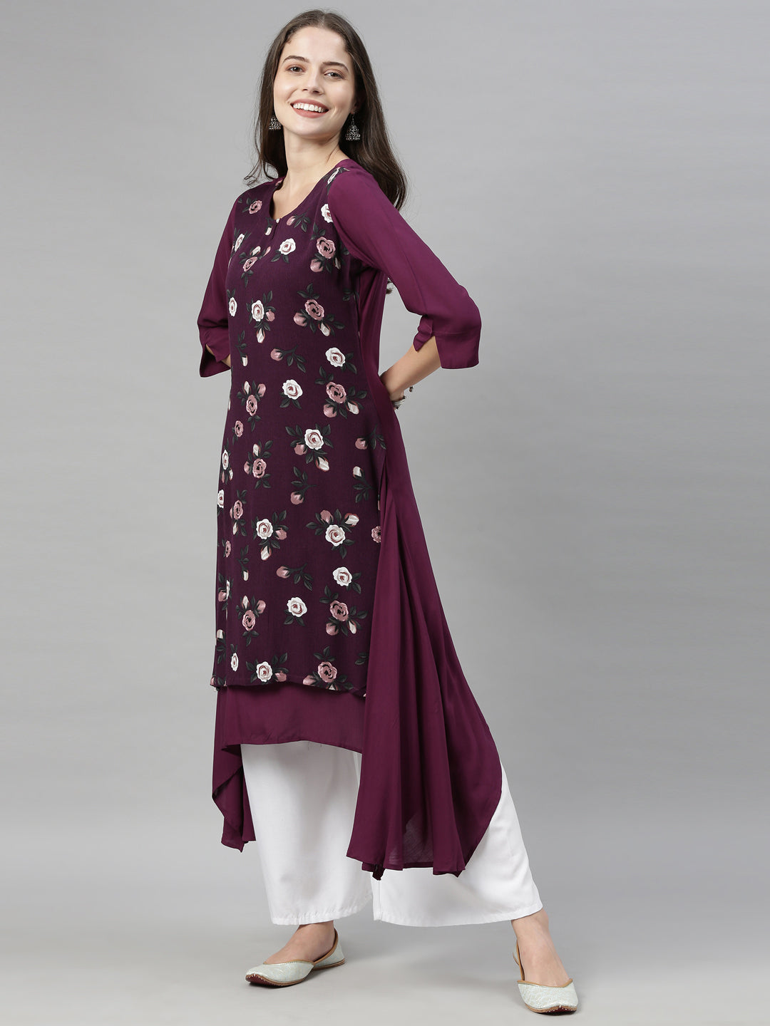 Neeru's Purple Color Rayon Fabric Tunic