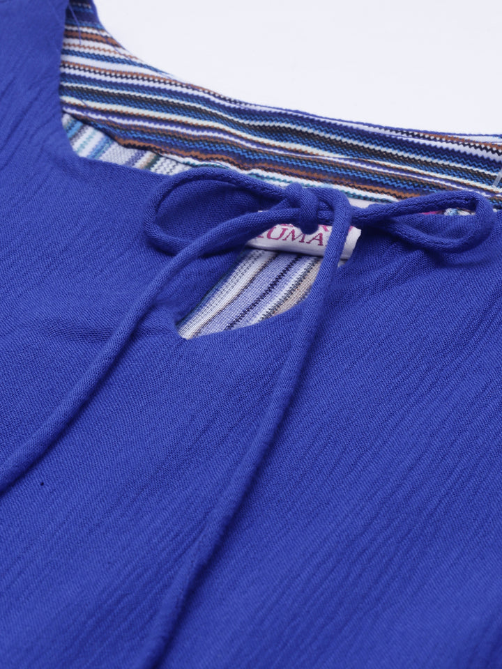 Neerus Blue Color Chiffon Fabric Double Shirt