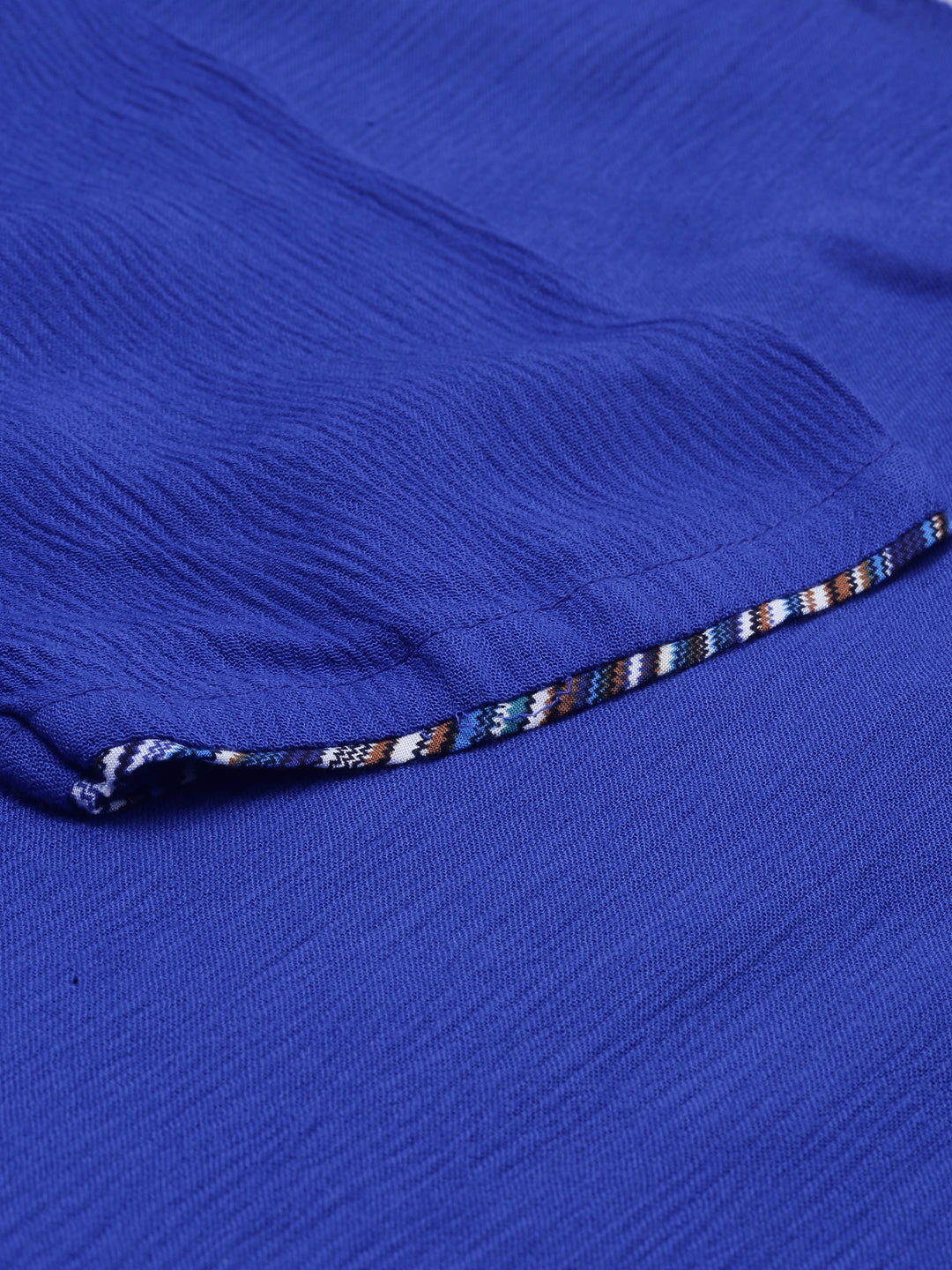Neeru's Blue Color Chiffon Fabric Double Shirt