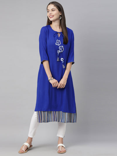 Neeru's Blue Color Chiffon Fabric Double Shirt