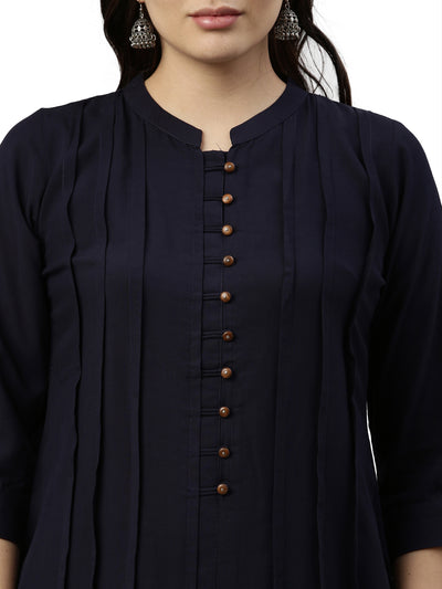 Neeru's Navy Blue Color Rayon Fabric Kurta