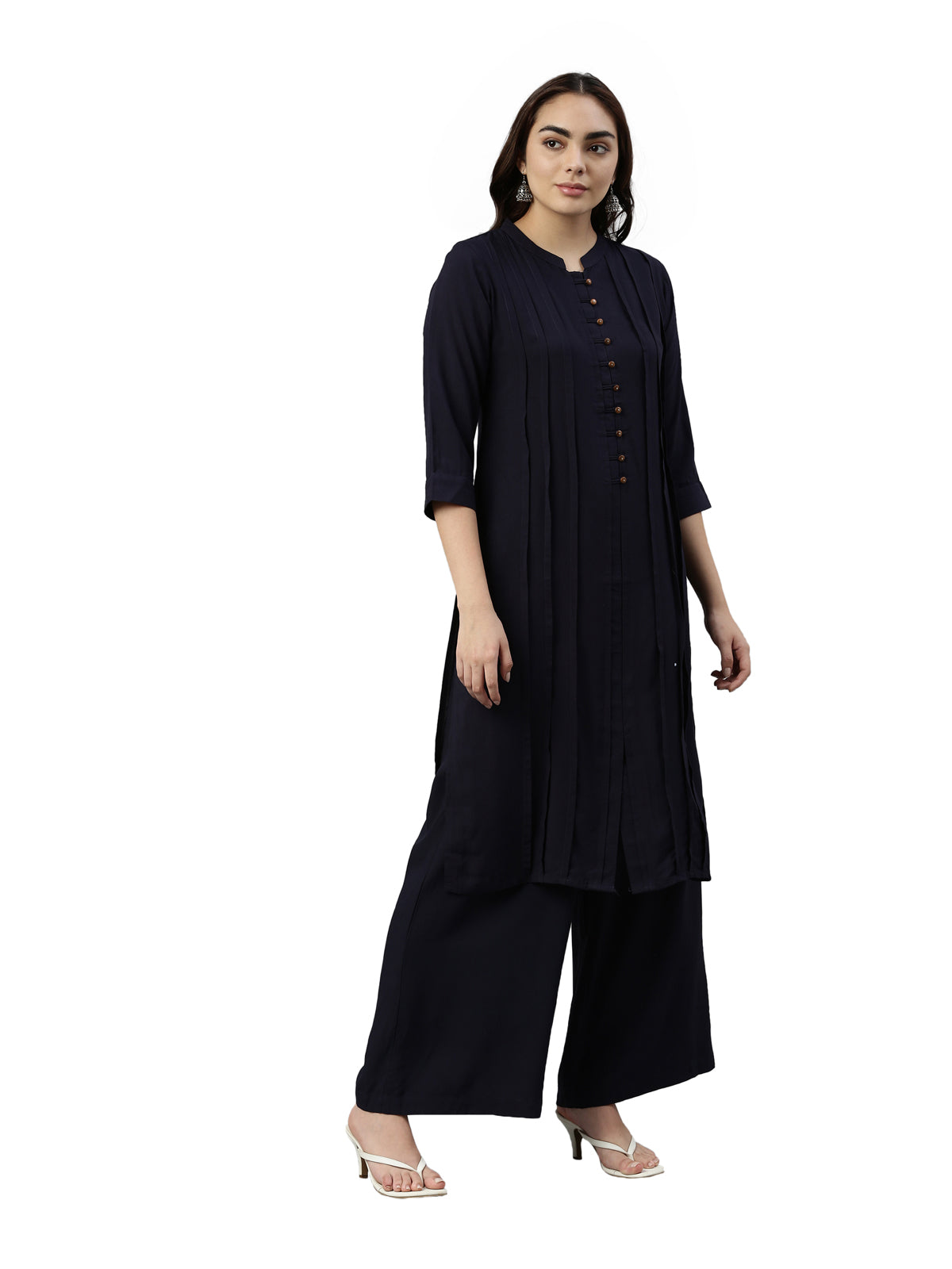 Neeru's Navy Blue Color Rayon Fabric Kurta