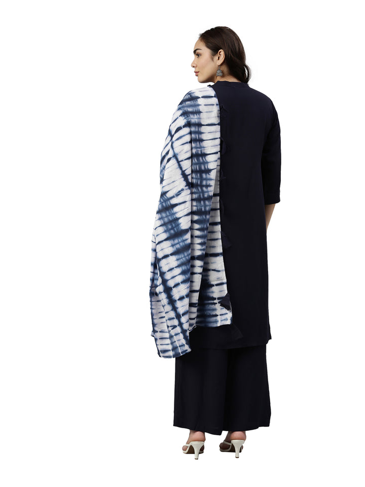 Neerus Blue Rayon Solid Straight Kurta with Dupatta - detail view 2
