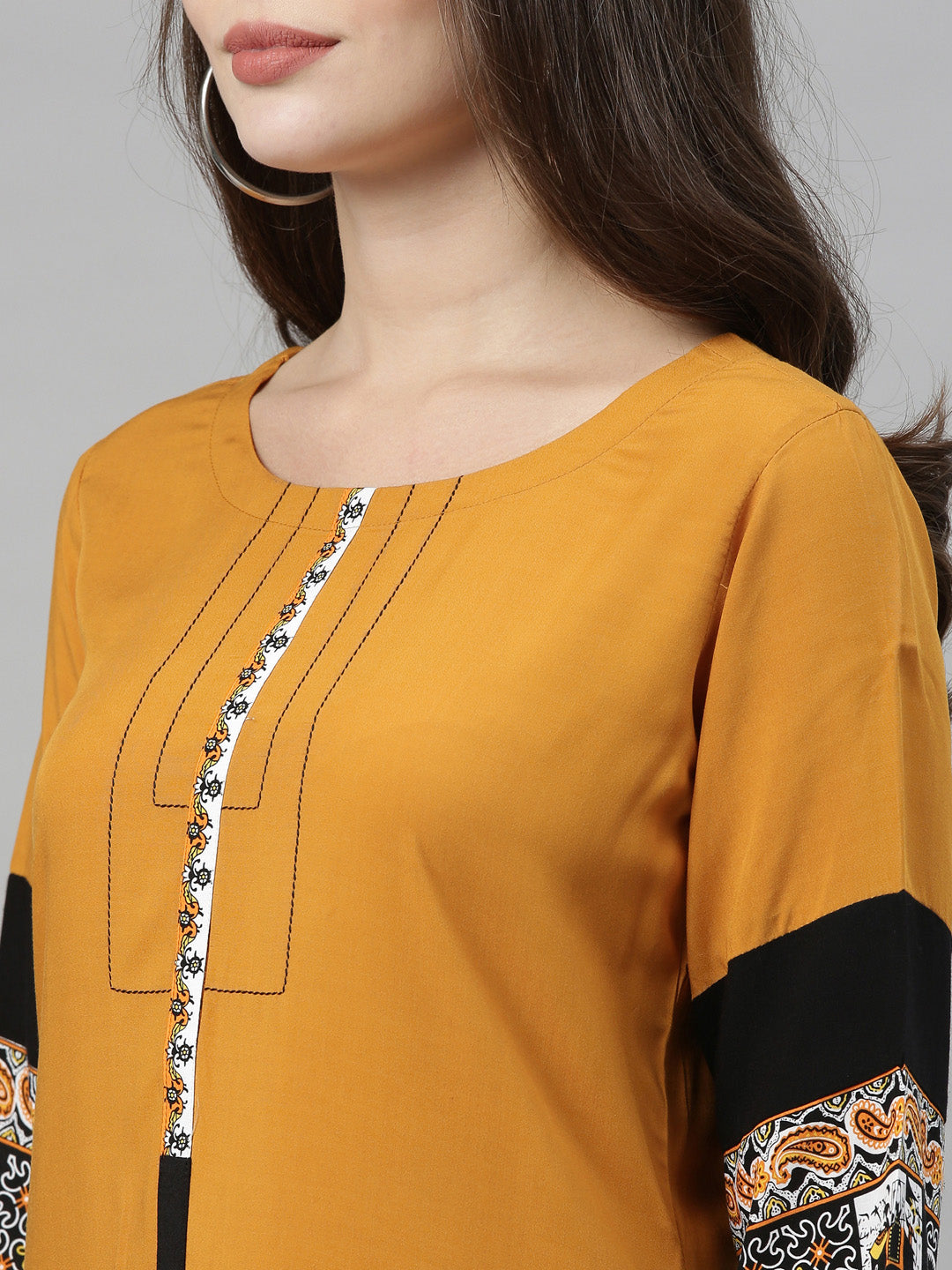 Neerus Yellow rayon solid palazzo set - back view