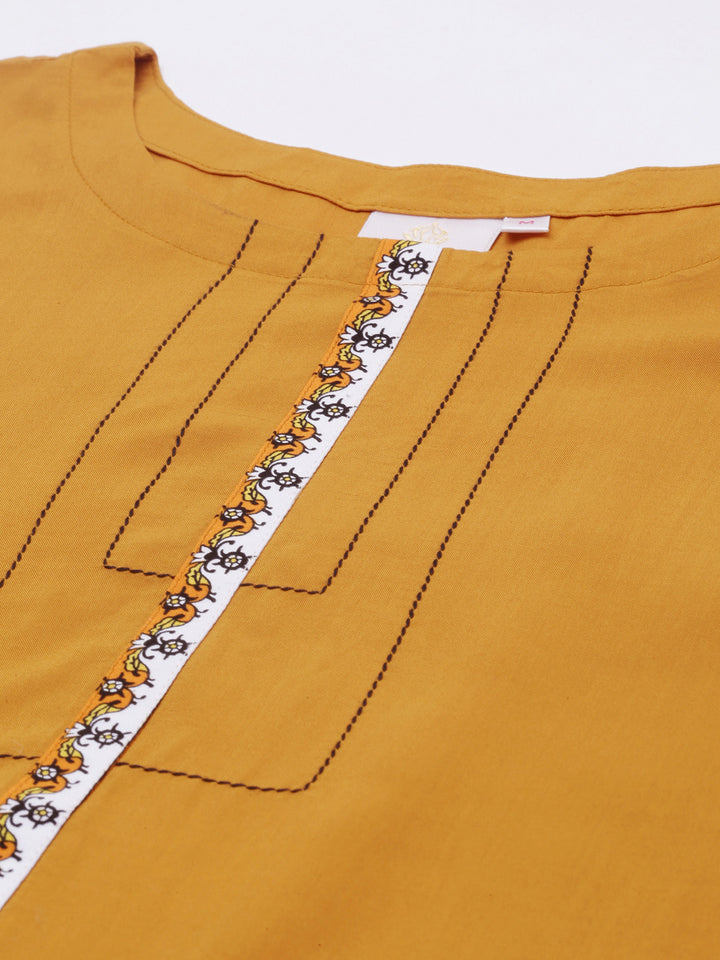 Neerus Yellow rayon solid palazzo set - side view