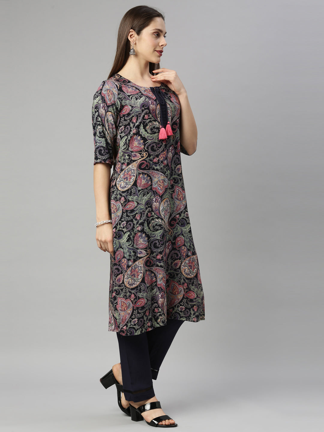 Neeru's Navy Blue Color Rayon Fabric Plazo Set