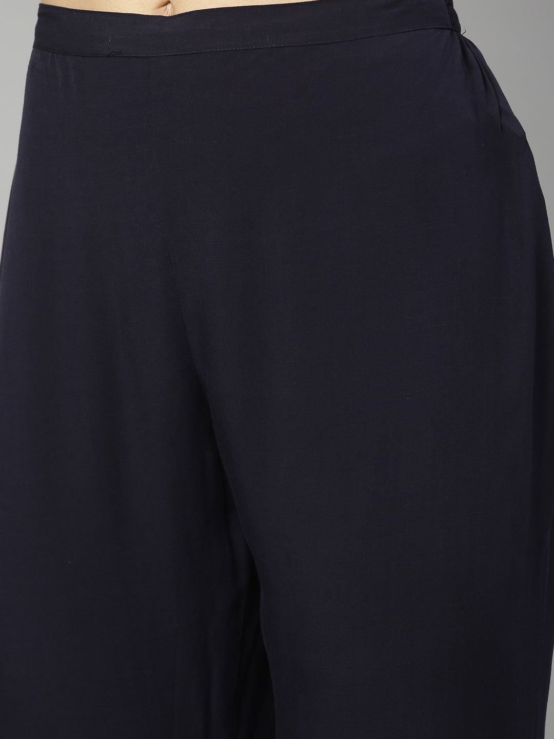 Neerus Blue Rayon Kurta Set with Palazzo - detail view 4