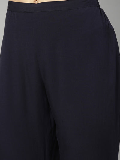 Neeru's Navy Blue Color Rayon Fabric Plazo Set