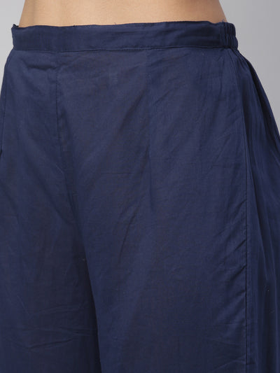 Neeru'S navy blue color, cotton fabric kurta set