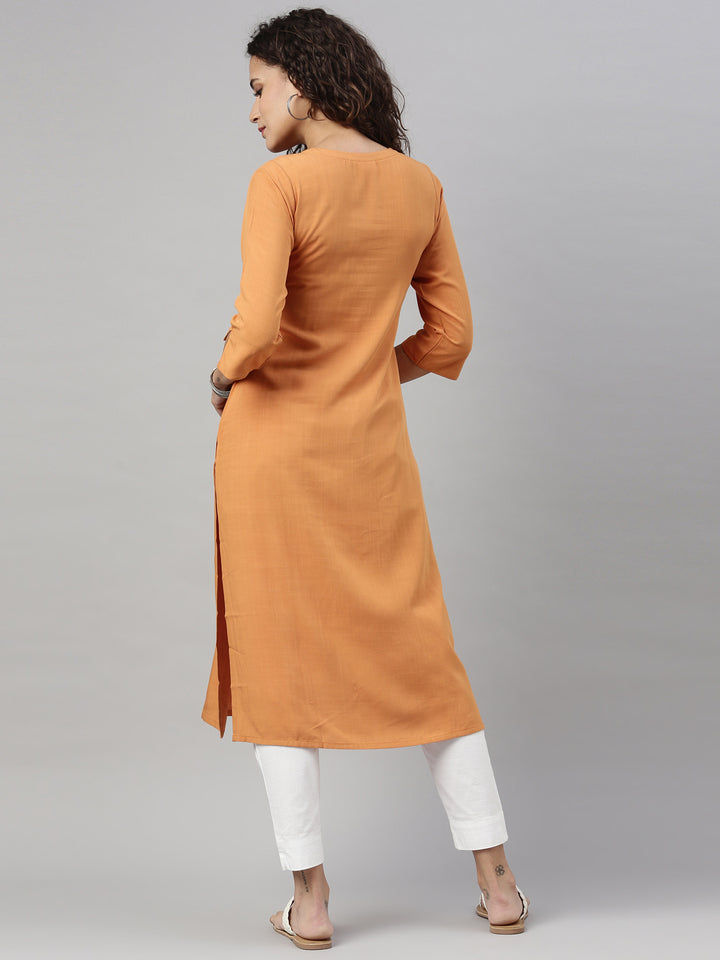 Neerus Mustard Color Rayon Fabric Kurta