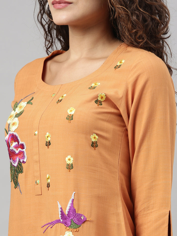 Neerus Mustard Color Rayon Fabric Kurta