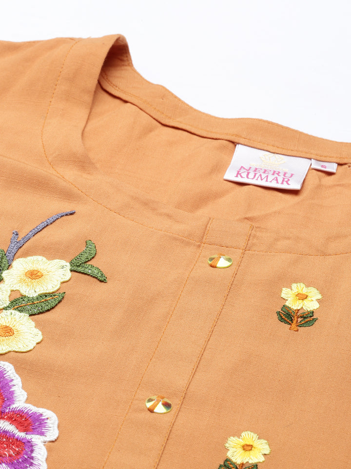 Neerus Mustard Color Rayon Fabric Kurta