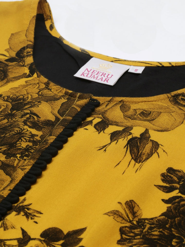 Neerus Mustard Color Rayon Fabric Gown