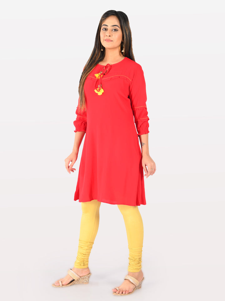 Neerus Red A Line Kurta
