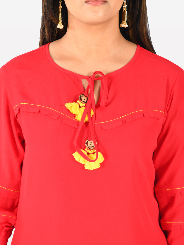 Neerus Red A Line Kurta