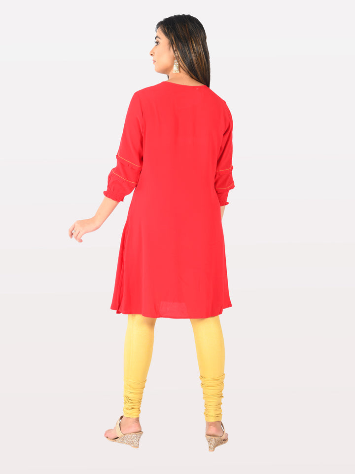 Neerus Red A Line Kurta