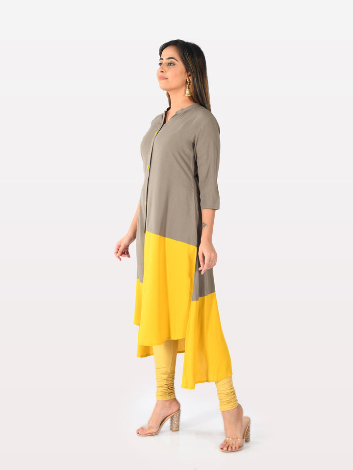 Neerus Green rayon solid kurti - detail view 1