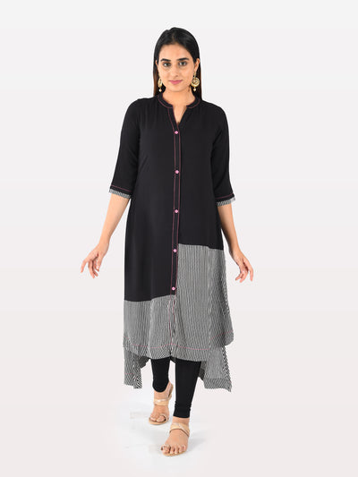 Neeru's Women Black Color Rayon Fabric Tunic 48