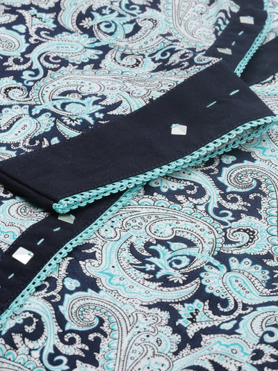 Neeru's Blue Printed Flared Kurta