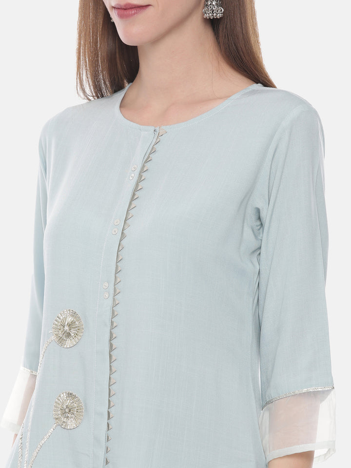 Neerus Aqua Embellished Straight Kurta