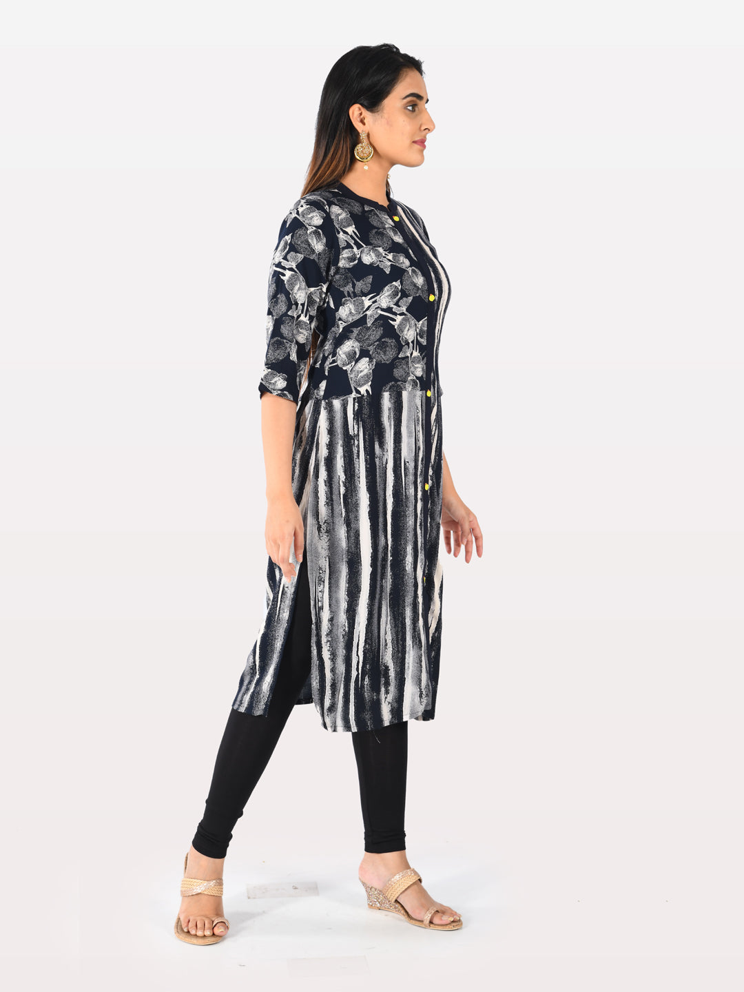 Neerus Women Navy Blue Color Rayon Fabric Tunic 42