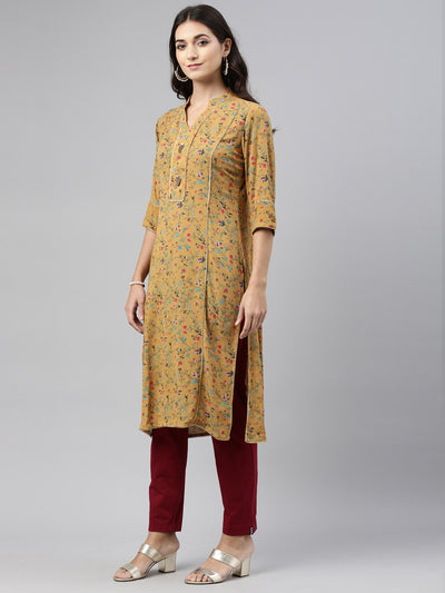 Neeru'S Mustard Color, Rayon Fabric Tunic