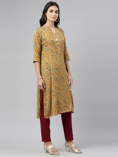 Neeru'S Mustard Color, Rayon Fabric Tunic