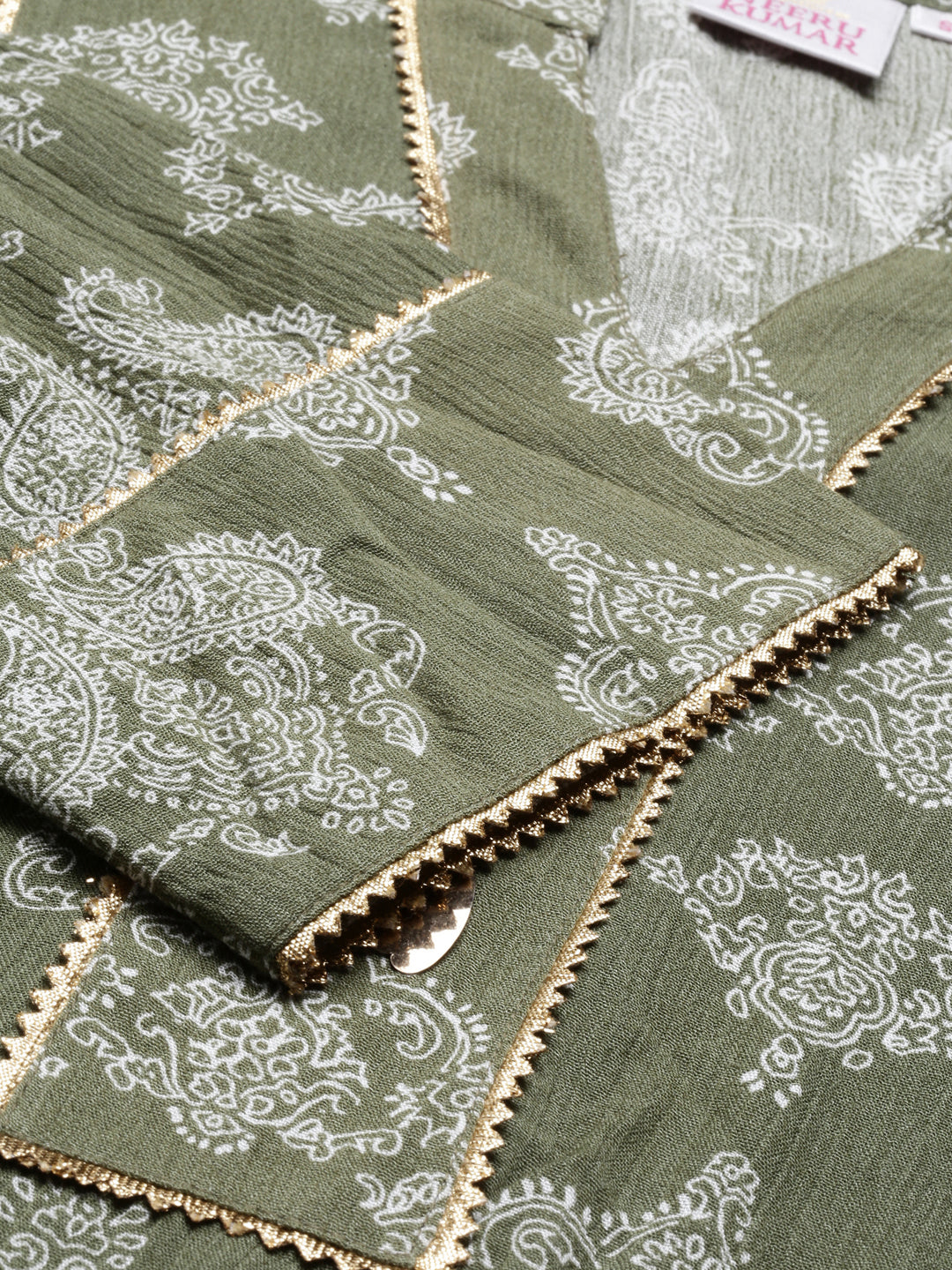 Neerus Green rayon straight kurti - detail view 1