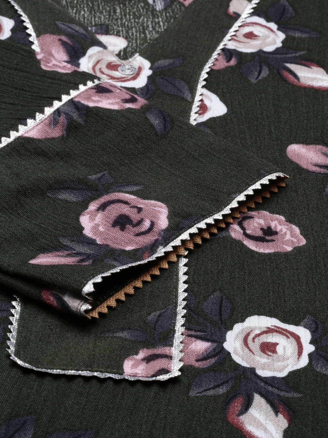 Neerus Green chiffon straight kurta - detail view 12