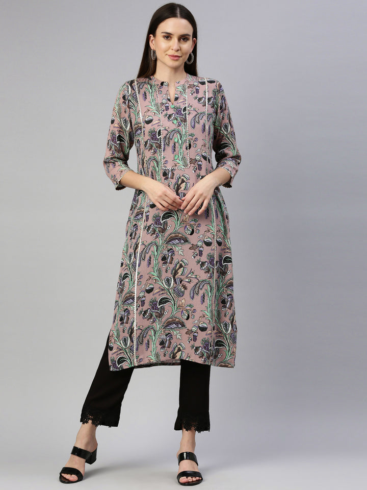Neerus Pink chiffon solid kurti - detail view 6