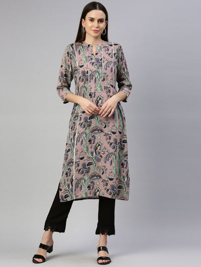 Neeru'S Onion Color Chiffon Fabric Kurta
