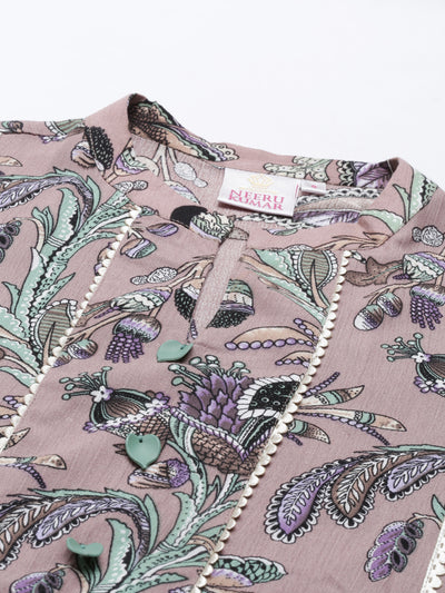 Neeru'S Onion Color Chiffon Fabric Kurta