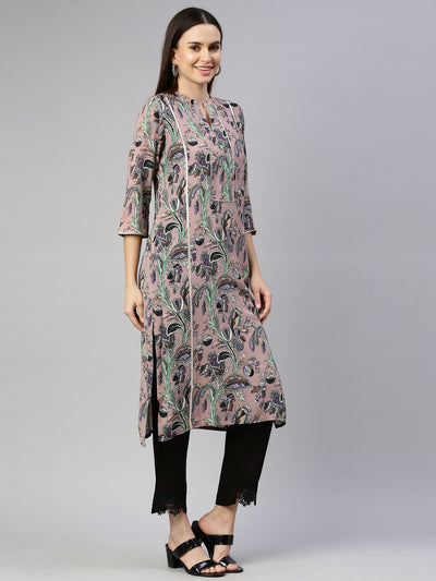 Neeru'S Onion Color Chiffon Fabric Kurta