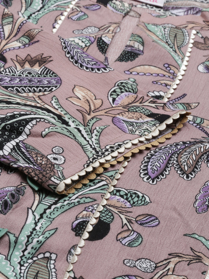 Neerus Pink chiffon solid kurti - detail view 4